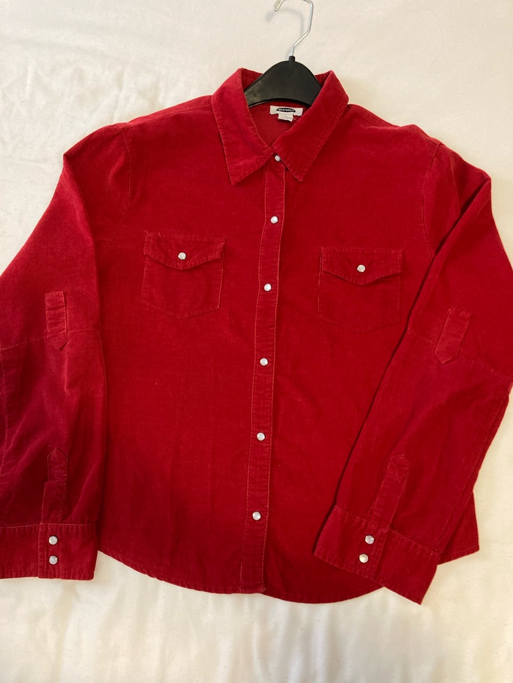 Men's Red Corduroy Button-Up Shirt